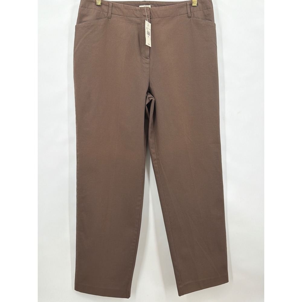 J. Jill Women 14 Shale Brown Stretch‎ Cotton Straight Leg Chino Pants NWT 620235